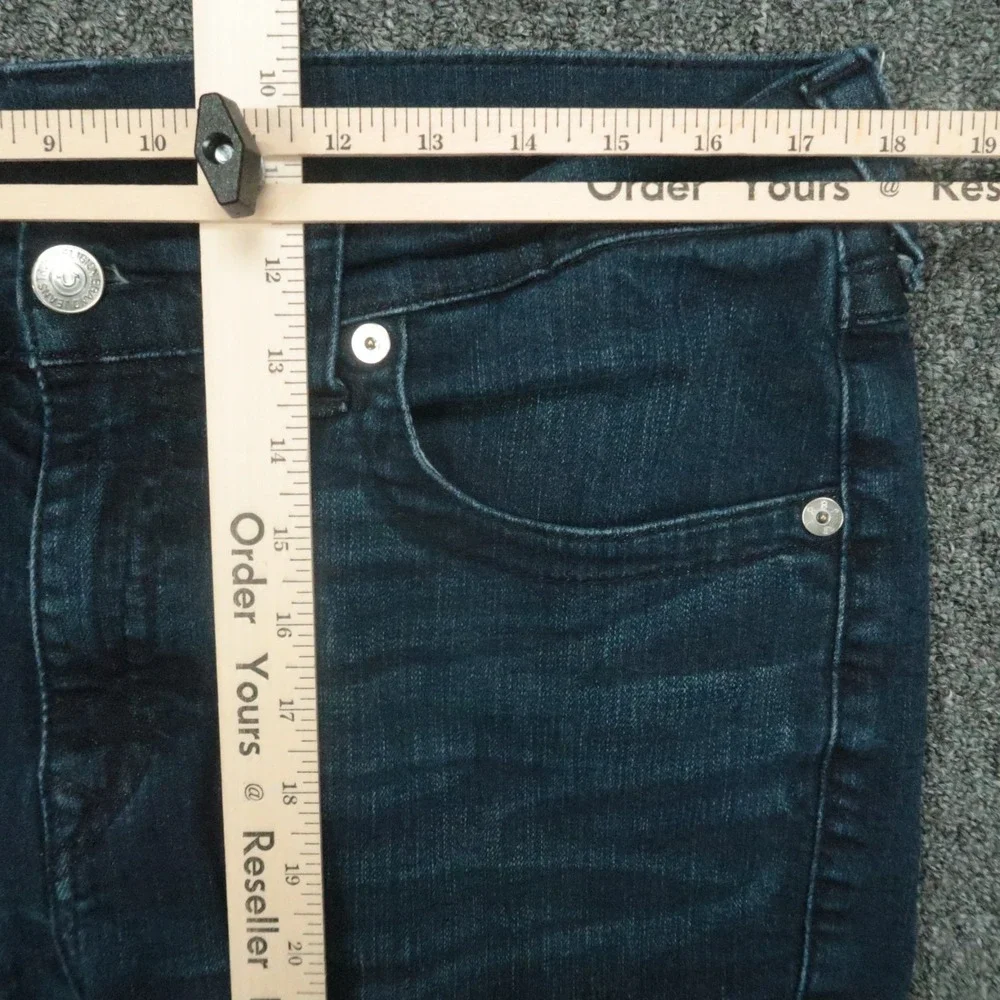 True Religion Shorts Mens 36 Blue Ricky Relaxed Straight Flaps Cut Off Dark Wash